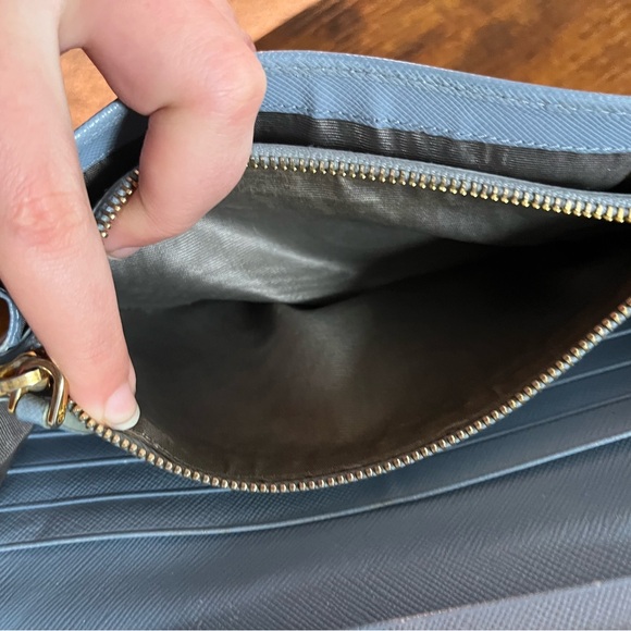 *REHAB* Prada Blue and White saffiano leather Checkered Women's wallet - Picture 10 of 12